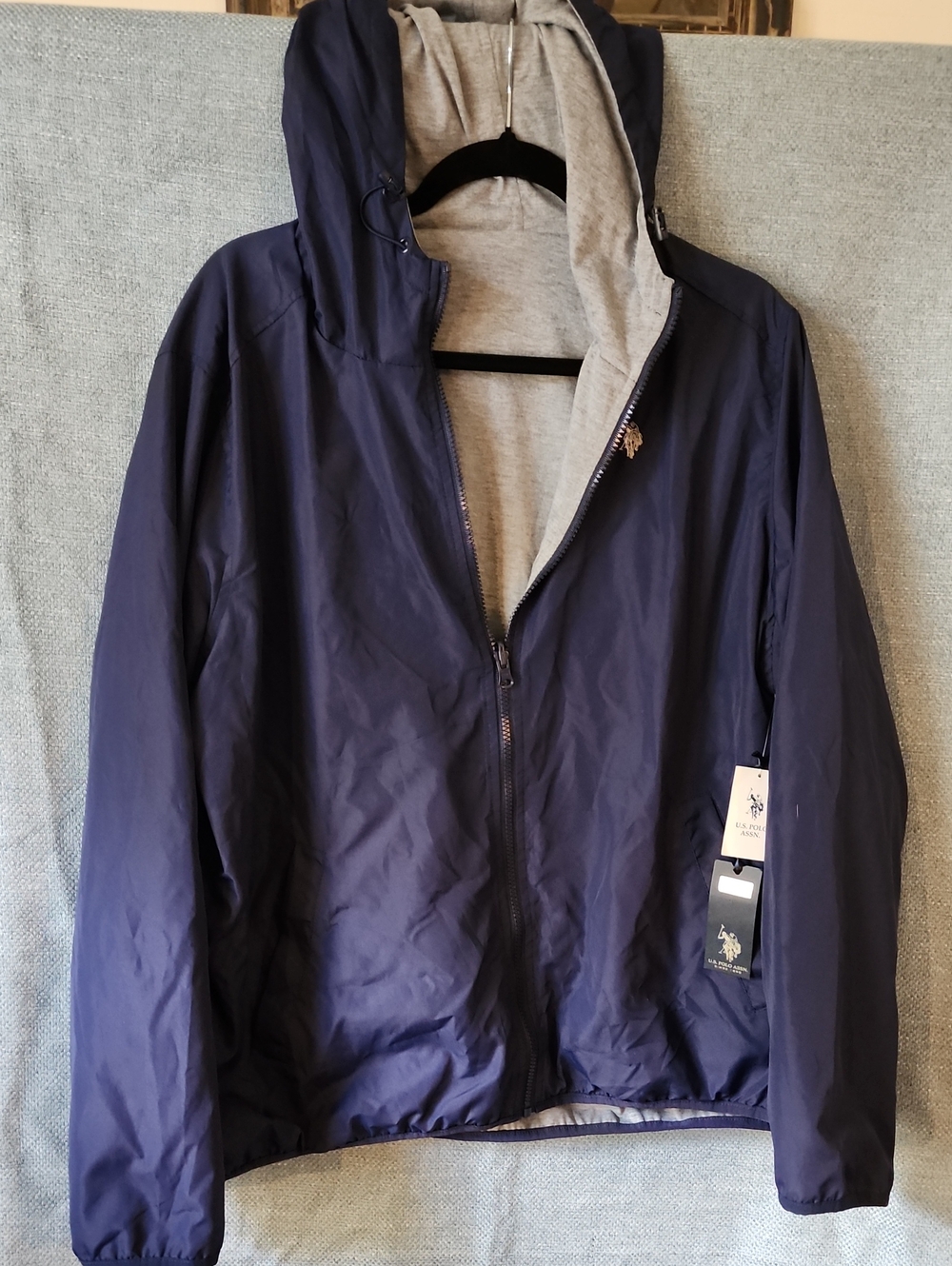U.S. Polo Assn. Navy Reversible Hooded Jacket. Size 2x.  NWT
